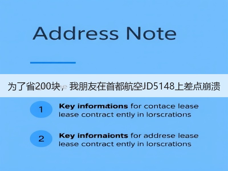 为了省200块，我朋友在首都航空JD51